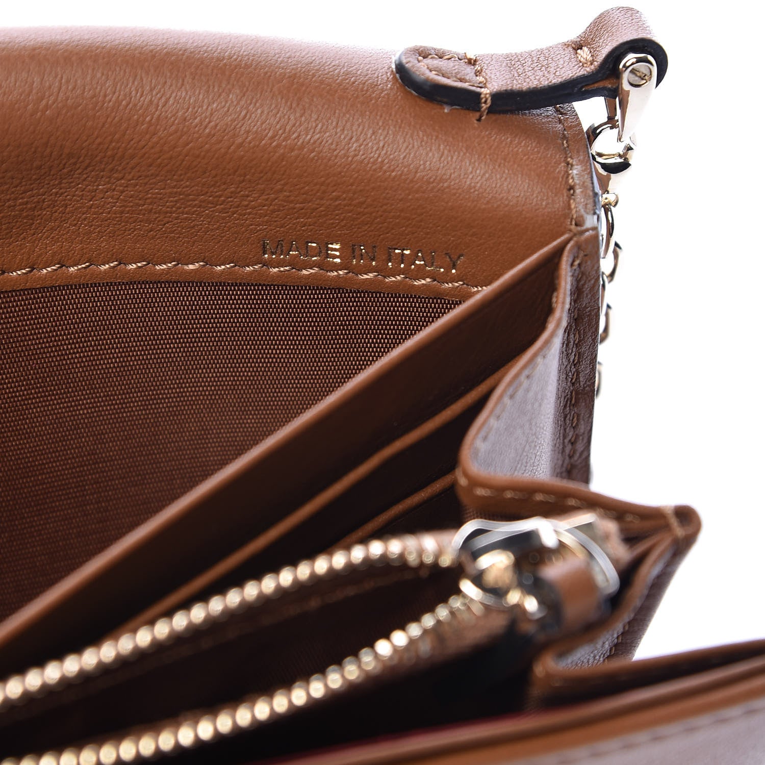 Valentino Garavani Calfskin Rockstud Tropical Dream Leaf Chain Wallet Flap Bag Tan 7 of 14