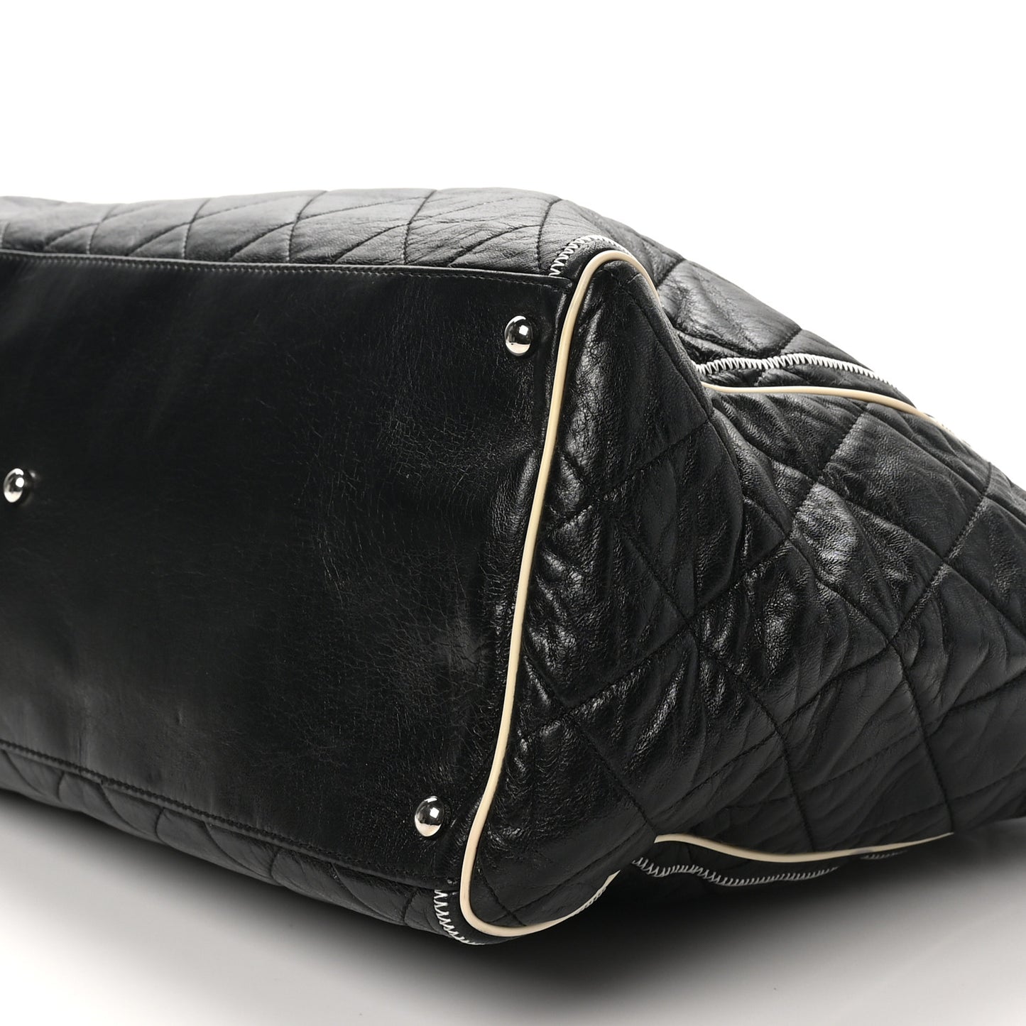 Lambskin Quilted Large East West Tote Black