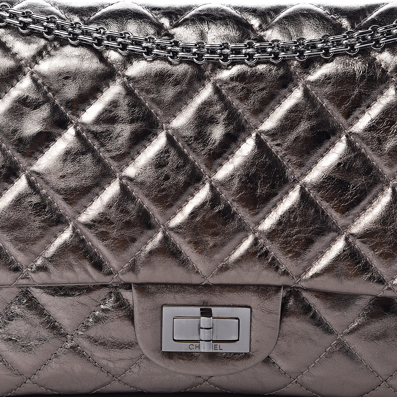 Chanel Metallic Aged Calfskin Quilted 2.55 Reissue 226 Argent Fonce 8 of 11