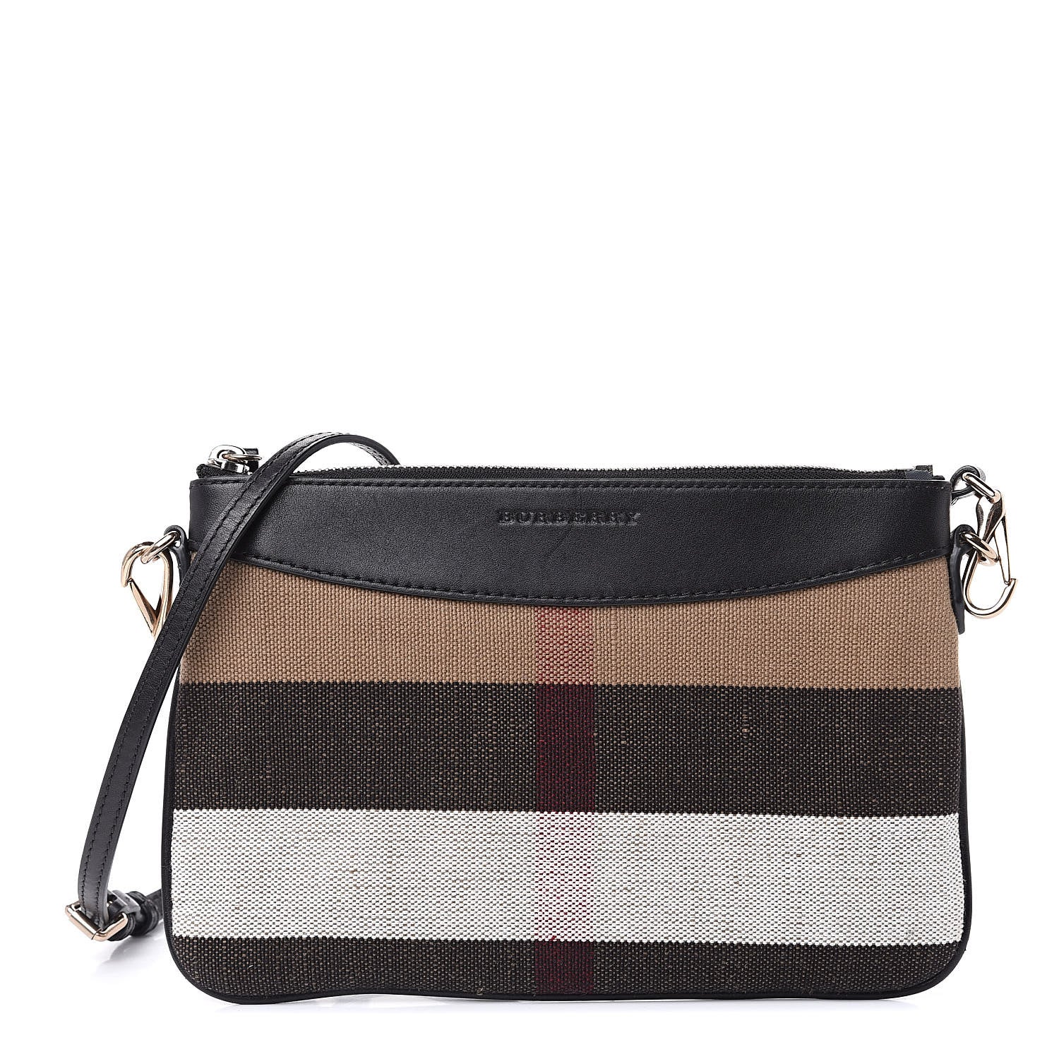 Burberry Mega Check Peyton Crossbody Clutch Bag Black 1 of 11