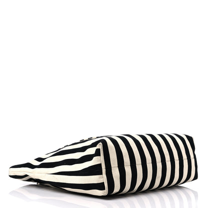 Gucci Cotton Canvas Stripe Logo Mens Tote White Black 4 of 17
