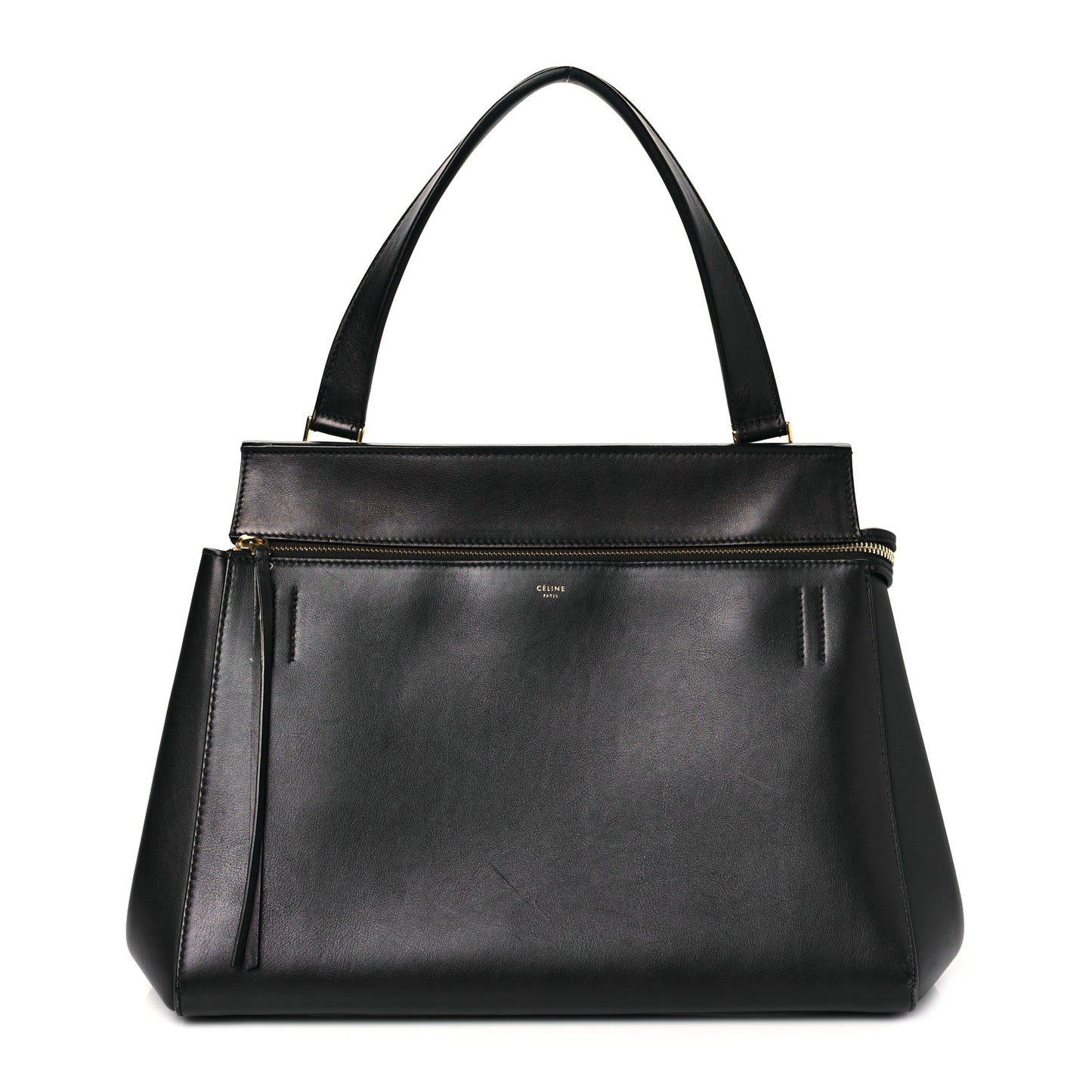 Smooth Calfskin Medium Bi-Color Edge Shoulder Bag Black Navy