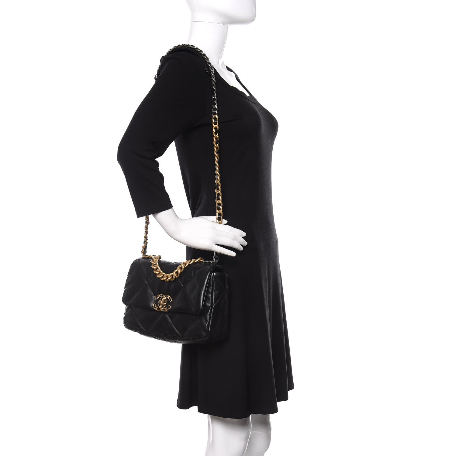 Chanel Goatskin Quilted Medium 19 Flap Black 2 of 11