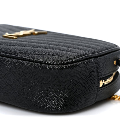 Saint Laurent Grain De Poudre Matelasse Monogram Mini Lou Camera Bag Black 9 of 10