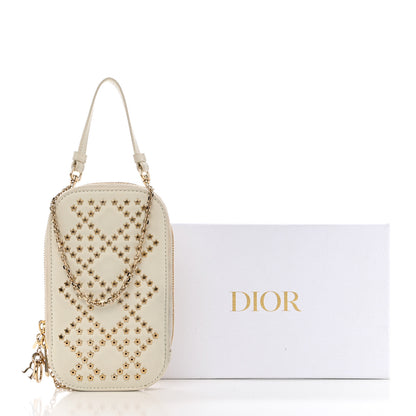 Christian Dior Lambskin Star Studded Lady Dior Phone Holder White 7 of 7