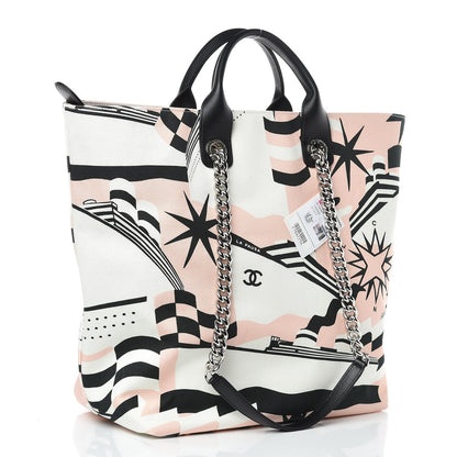 Chanel Canvas Cruise Print Tote Pink White Black 4 of 10