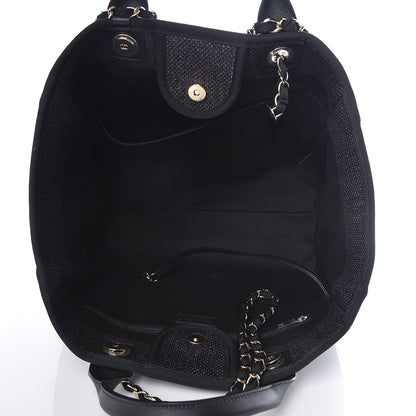 Chanel Woven Straw Raffia Large Deauville Tote Black 6 of 10