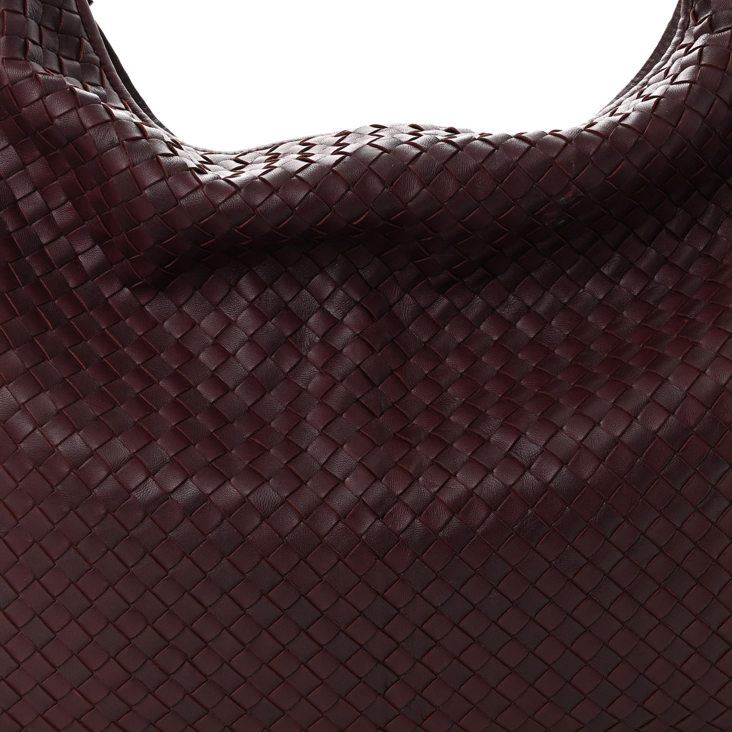 Nappa Intrecciato Large Veneta Hobo Dark Red