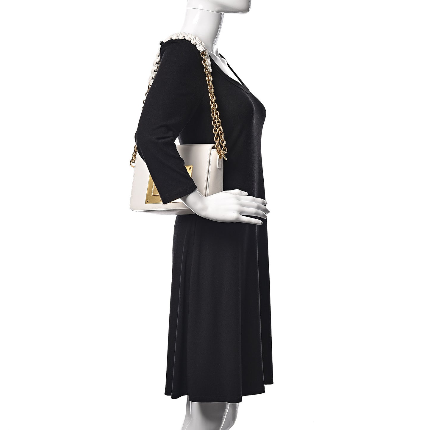 Calfskin Medium Natalia Chain Bag Chalk