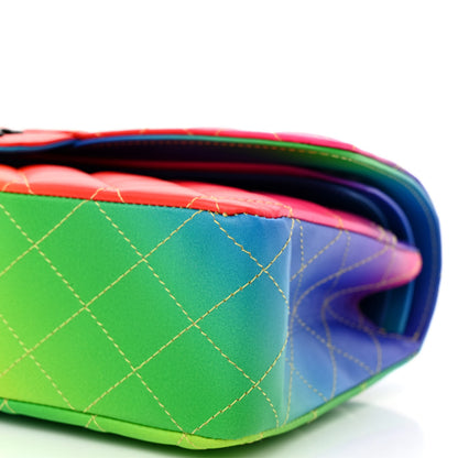 Chanel Calfskin Quilted Medium Rainbow Double Flap Multicolor 10 of 11