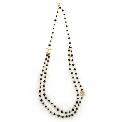 Chanel Long Beaded CC Double Strand Necklace Black 1 of 5