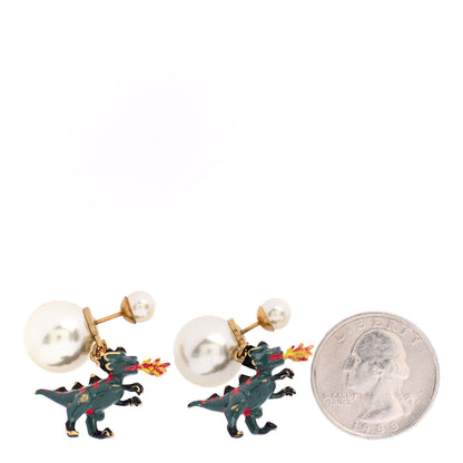 Christian Dior Pearl Mise En Dior Dragon Tribal Earrings 2 of 4