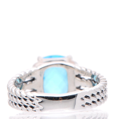 David Yurman Sterling Silver Diamond Blue Topaz 10mm Petite Wheaton Ring 55 7.25 4 of 5