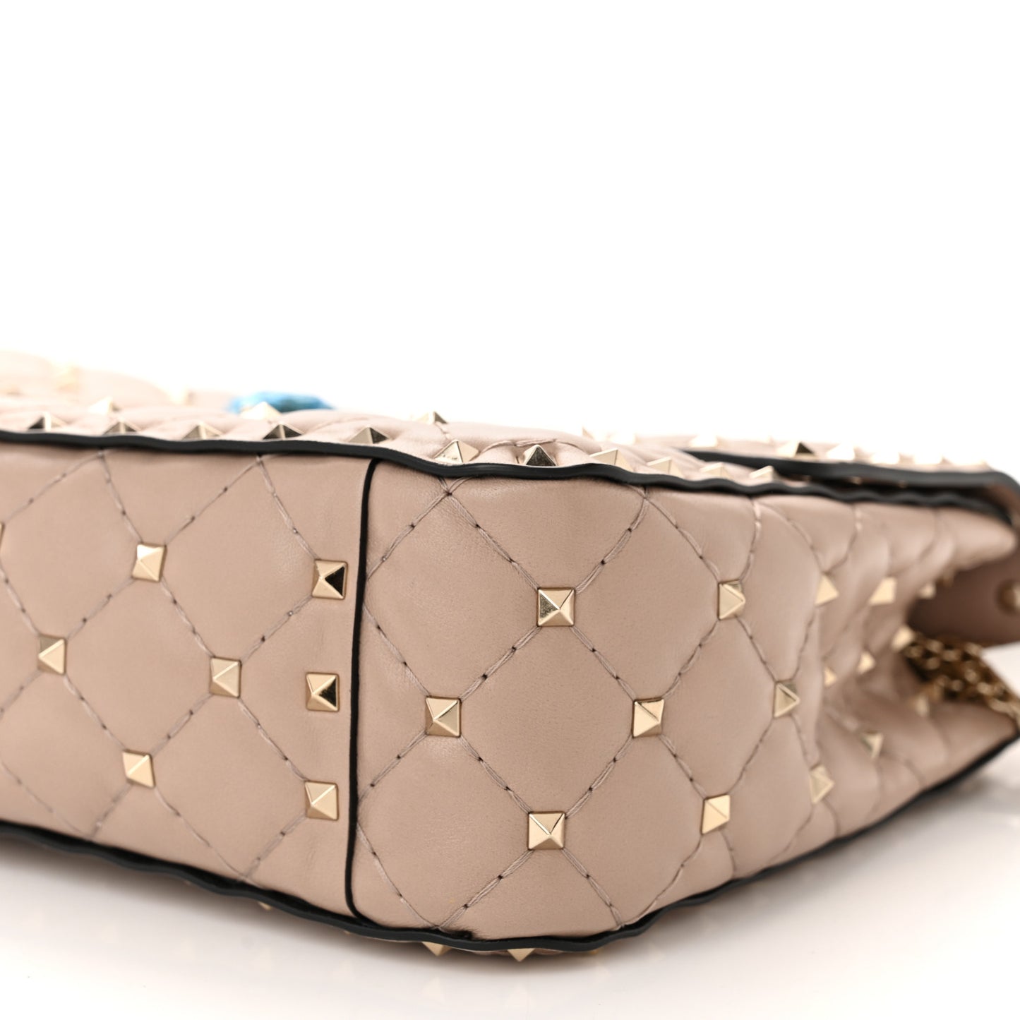 Lambskin Medium Rockstud Spike Shoulder Bag Poudre