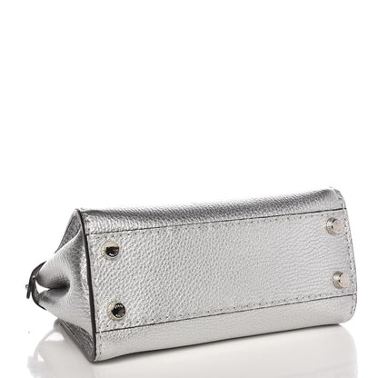 Fendi Cuoio Romano Lux Selleria Mini Peekaboo Iconic Satchel Argento 4 of 7