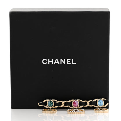 Chanel Metal Glass Lambskin Pearl CC Hair Clip Black Multicolor 4 of 4