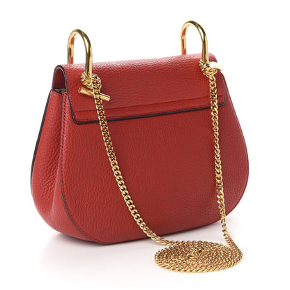 Chloe Grained Lambskin Mini Drew Shoulder Bag Plaid Red 3 of 9