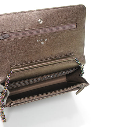 Chanel Iridescent Goatskin Quilted Wallet On Chain WOC Dark Bronze 2 of 4