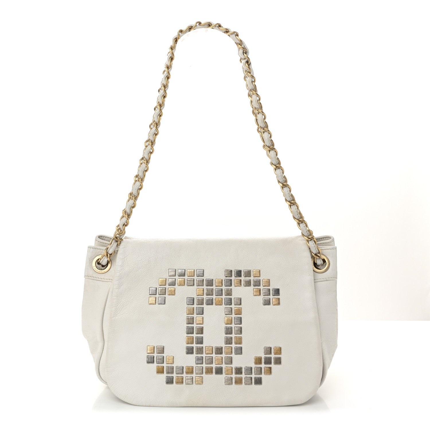 Chanel Grained Calfskin Metal Mosaic Flap White 1 of 10
