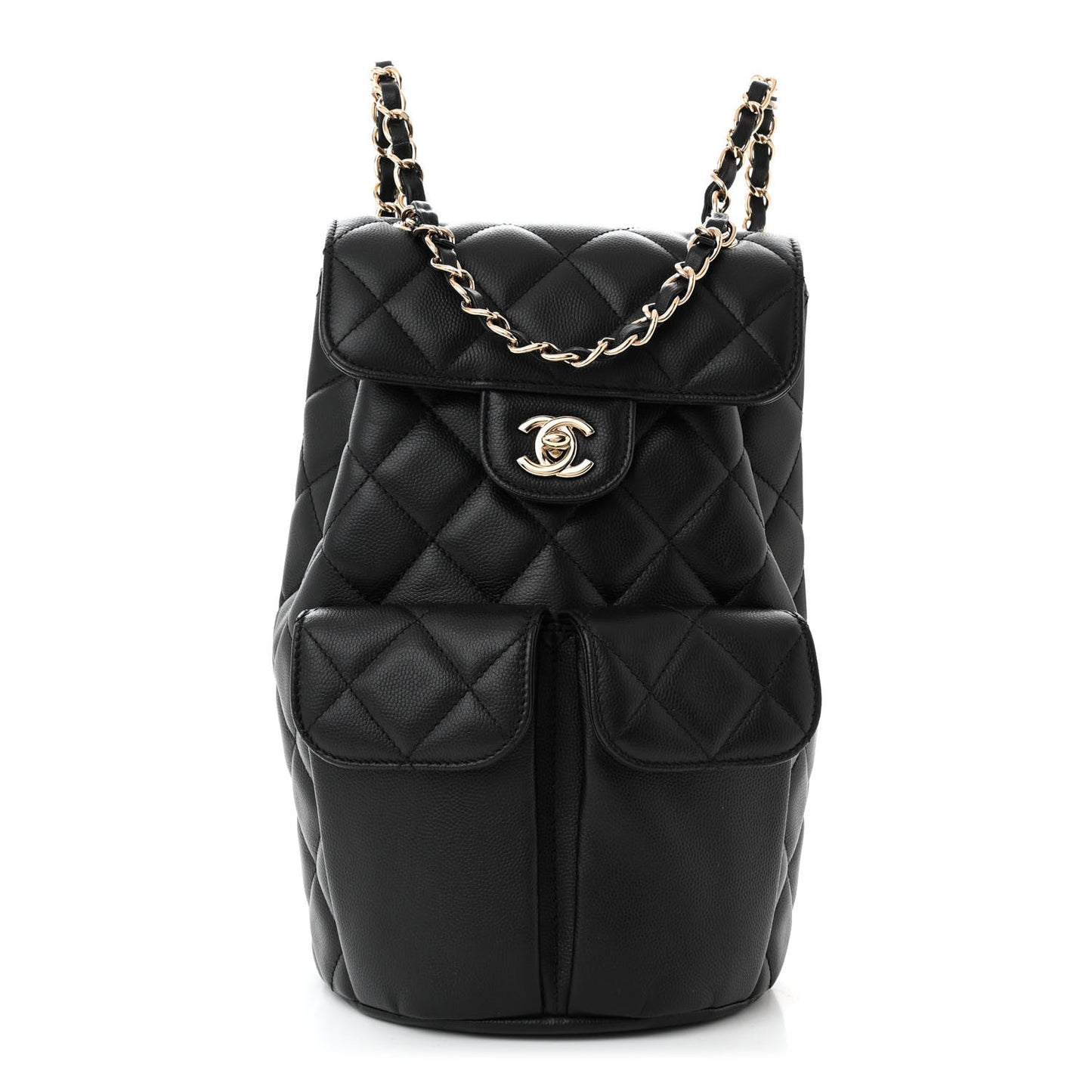 Caviar Quilted Pockets Backpack Black