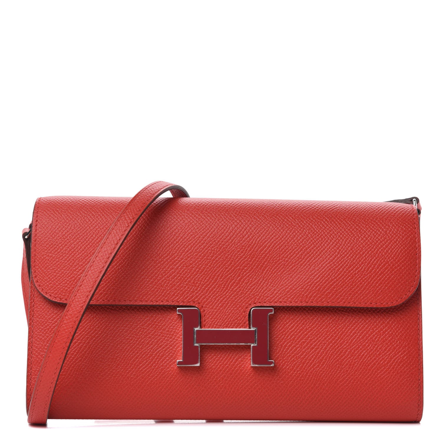 Hermes Epsom Enamel Constance Wallet To Go Rouge de Coeur Rubis 1 of 7