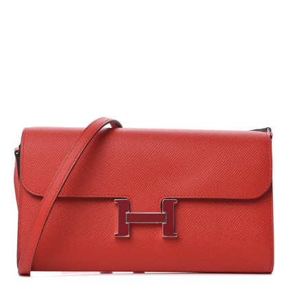Hermes Epsom Enamel Constance Wallet To Go Rouge de Coeur Rubis 1 of 7