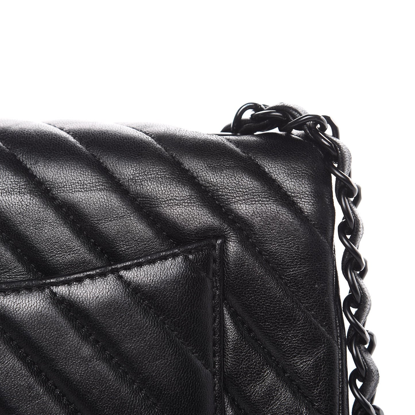 Lambskin Chevron Quilted Mini Rectangular Flap So Black