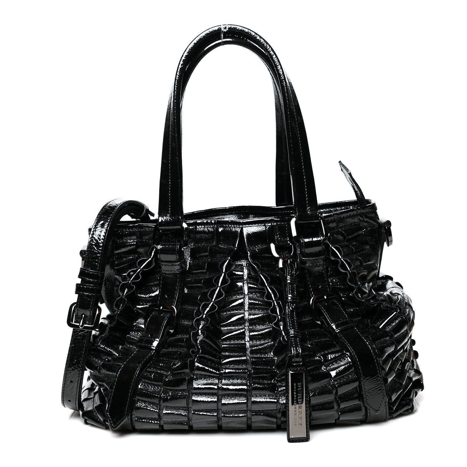 Burberry Patent Ruffled Medium Lowry Black 1 of 11