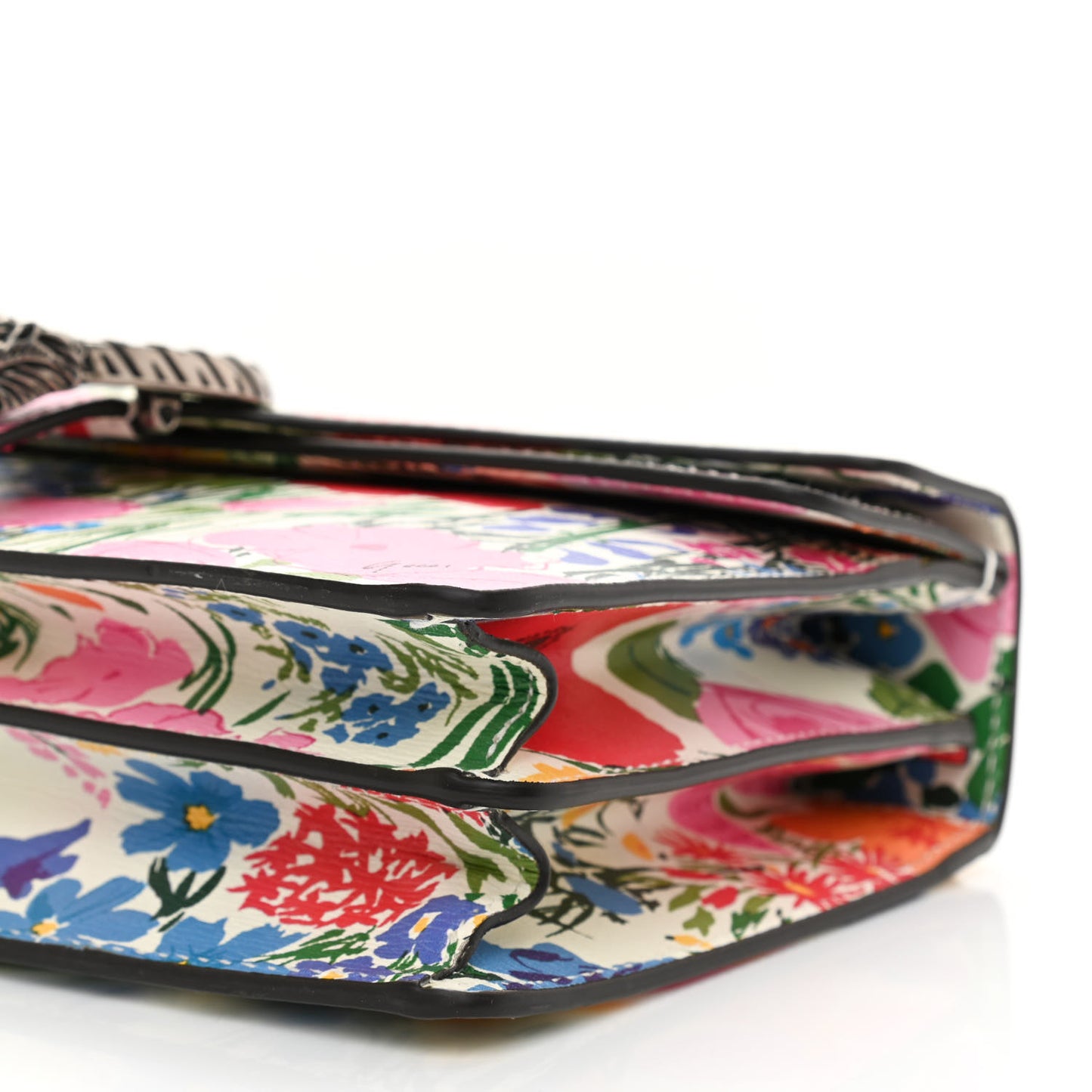 X KEN SCOTT New Shangai Calfskin Jardin D'Avril Floral Print Small Dionysus Shoulder Bag Ivory Pink