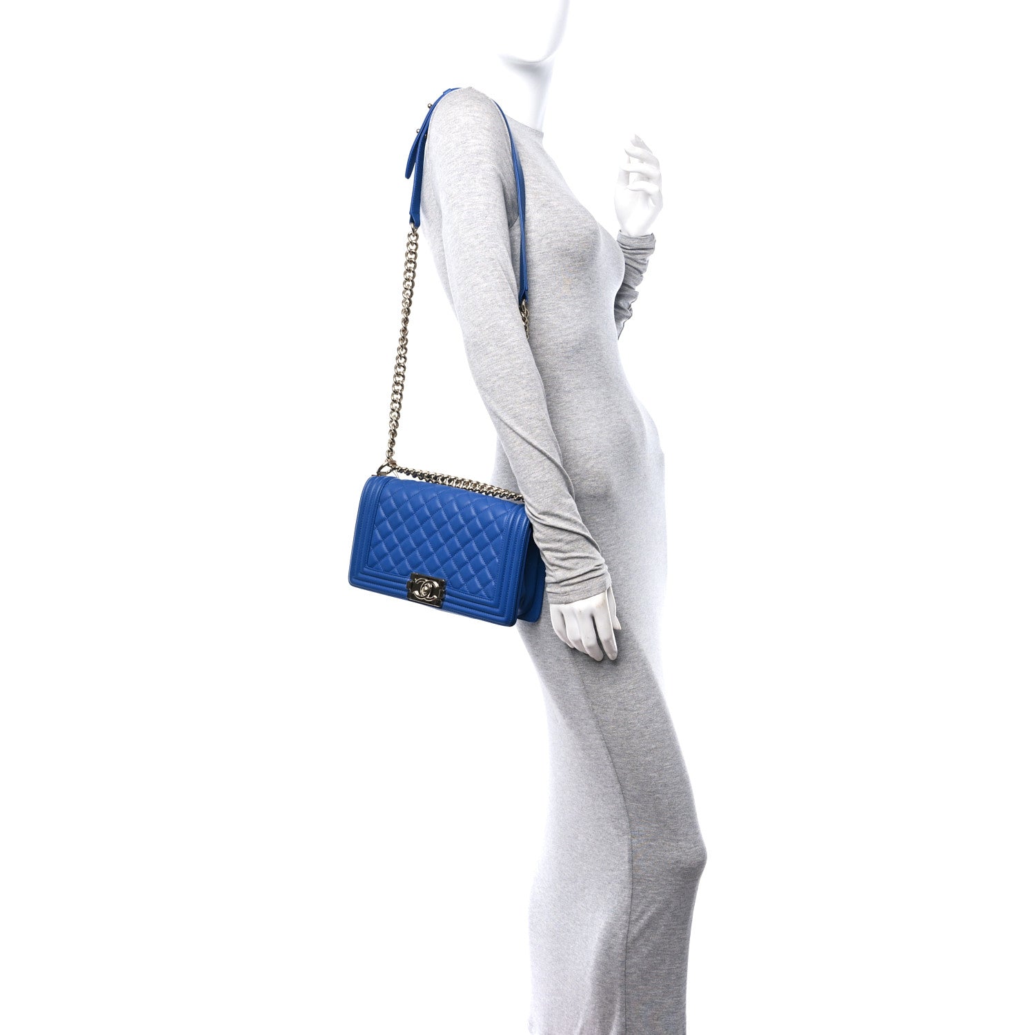 Chanel Calfskin Quilted Medium Boy Flap Blue 2 of 10