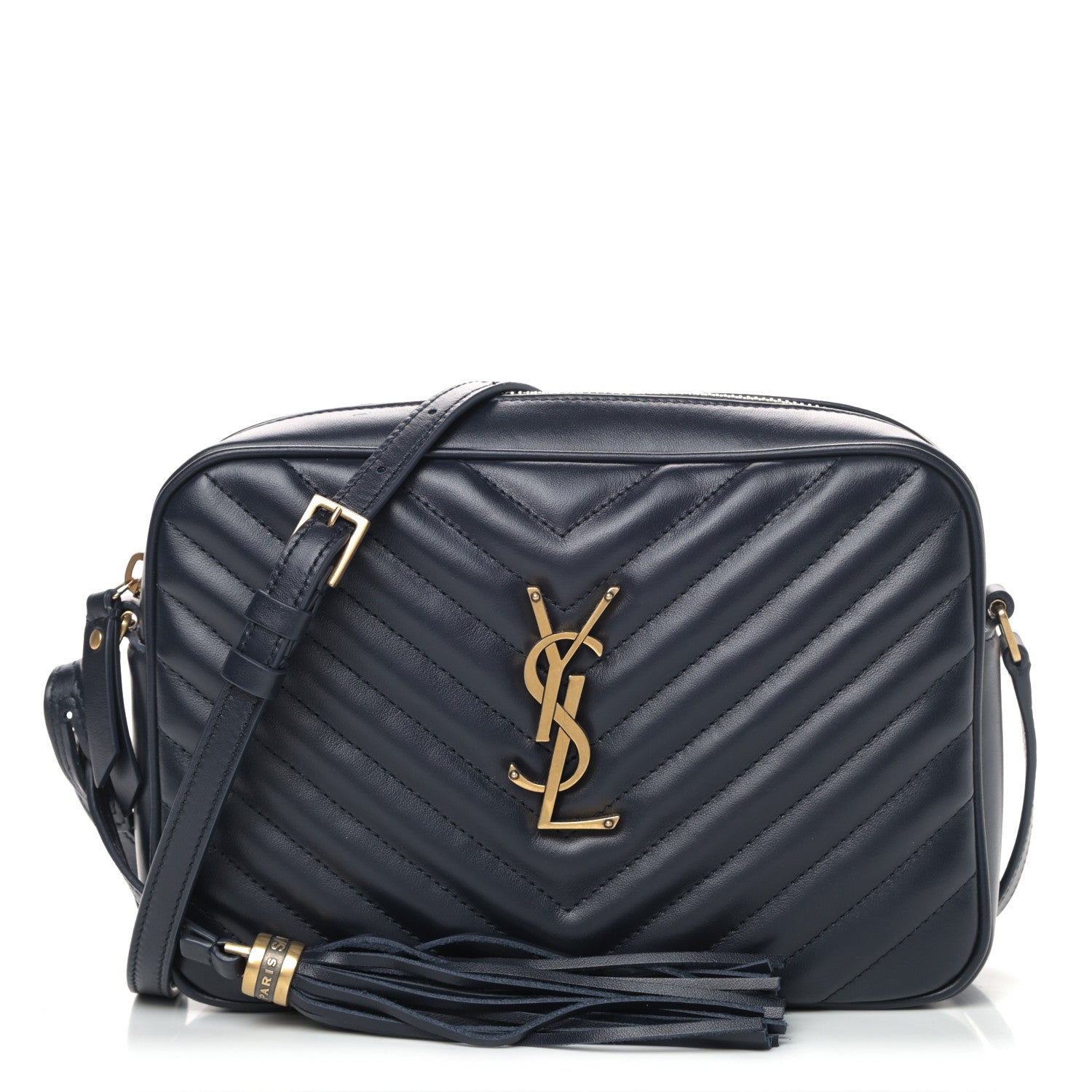 Saint Laurent Calfskin Matelasse Monogram Lou Camera Bag Navy 1 of 9
