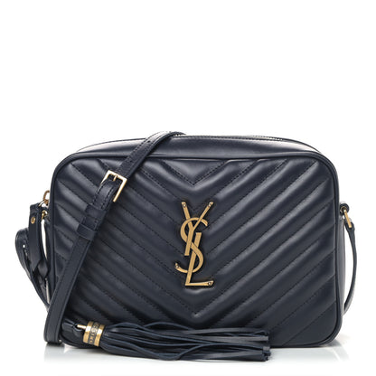 Saint Laurent Calfskin Matelasse Monogram Lou Camera Bag Navy 1 of 9