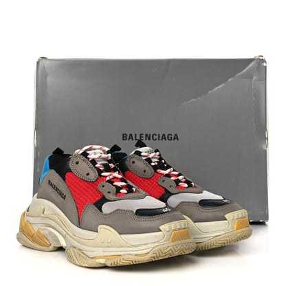Balenciaga Mesh Nubuck Mens Triple S Sneakers 40 Bleu Gris Rouge 9 of 9