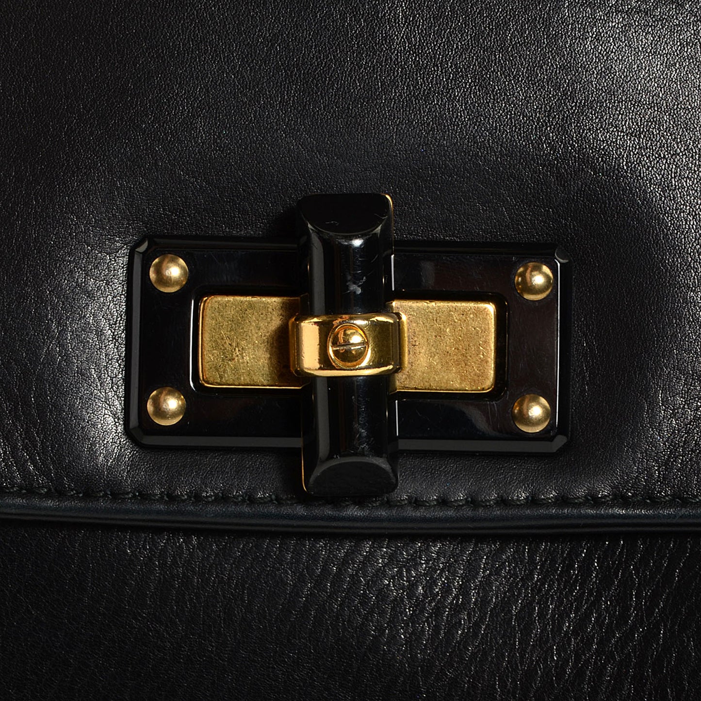 Leather Medium Happy Shoulder Bag Black