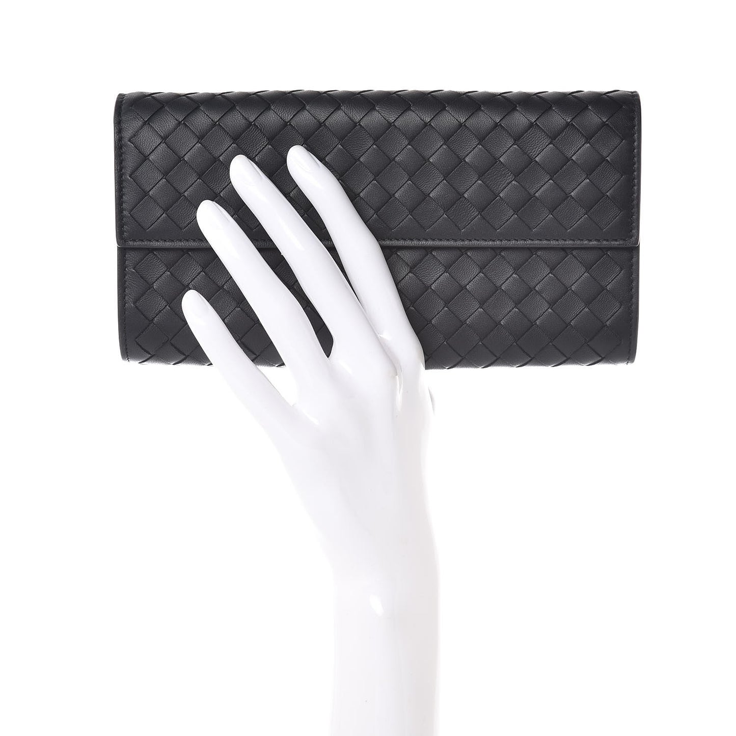 Nappa Intrecciato Continental Flap Wallet Black