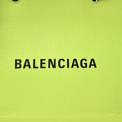Balenciaga Squared Calfskin Logo Shopping Tote XXS Lime 8 of 13