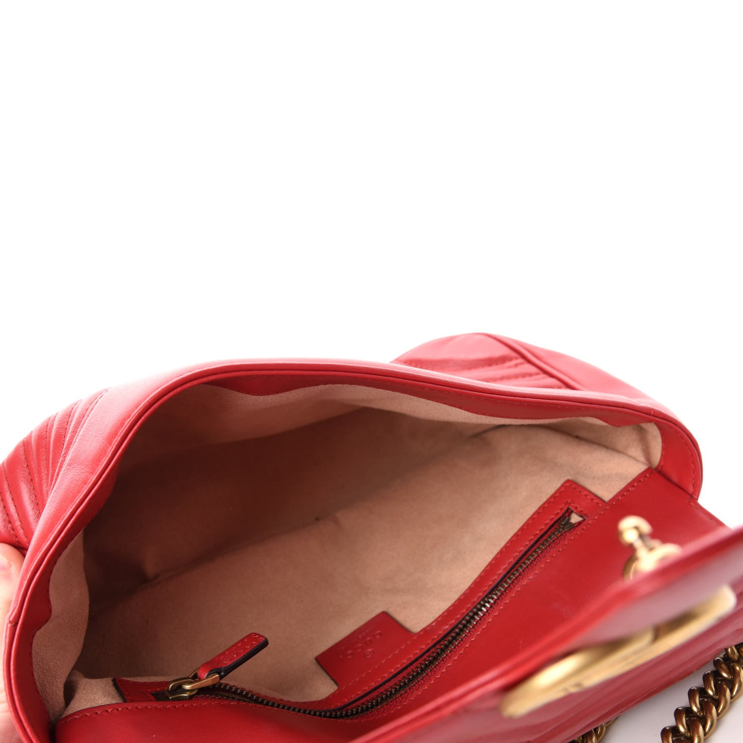Gucci Calfskin Matelasse Small GG Marmont Shoulder Bag Hibiscus Red 5 of 10