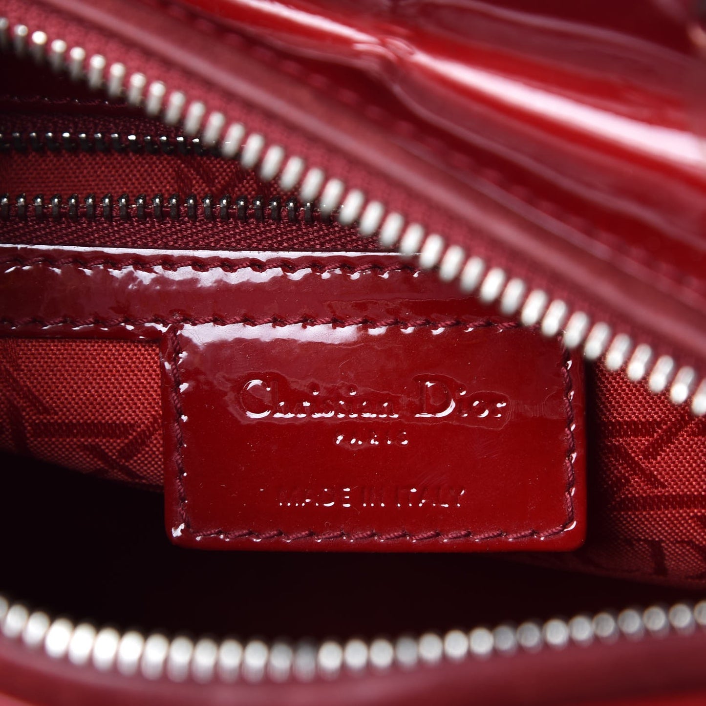 Patent Cannage Medium Lady Dior Red