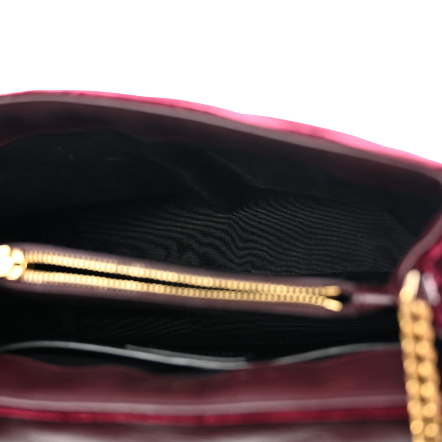 Velvet Y Quilted Monogram Small Loulou Chain Satchel Burgundy