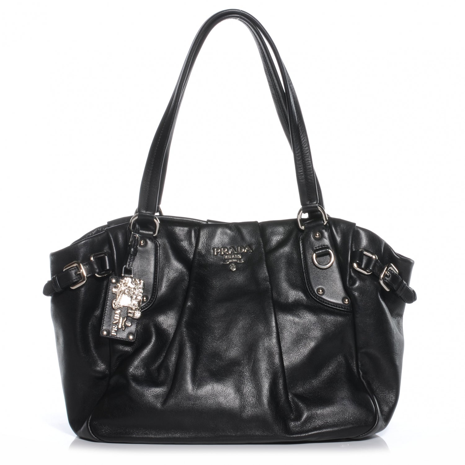 Prada Soft Calf Pleated Hobo Nero Black 1 of 9