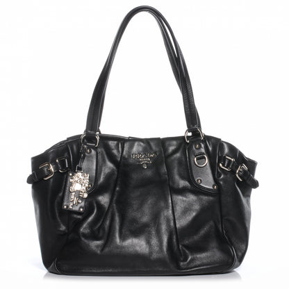 Prada Soft Calf Pleated Hobo Nero Black 1 of 9