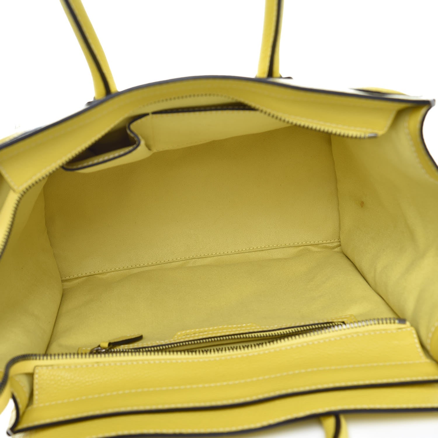 Celine Drummed Calfskin Mini Luggage Citron 5 of 9