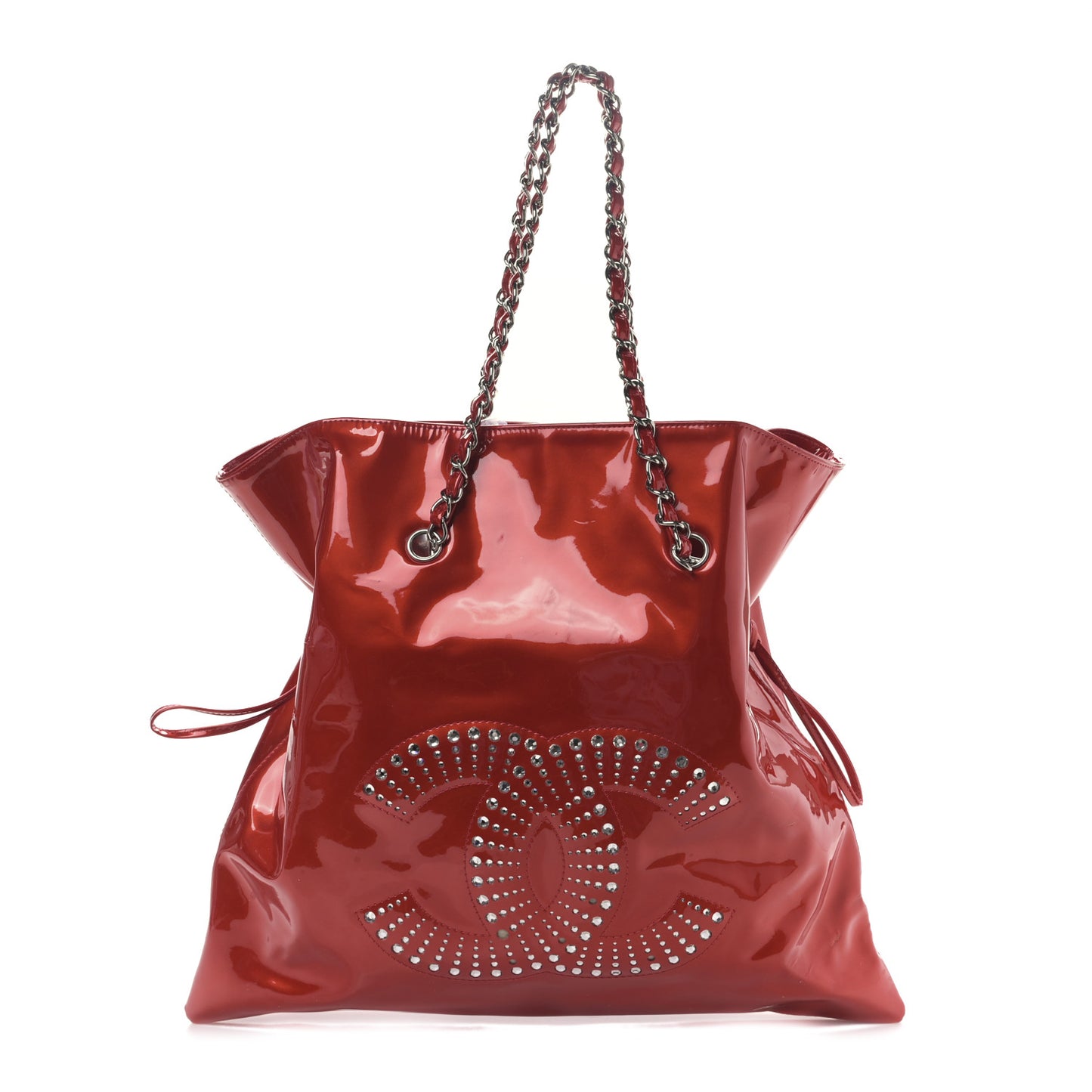 Patent Crystal Strass Bonbons Tote Red