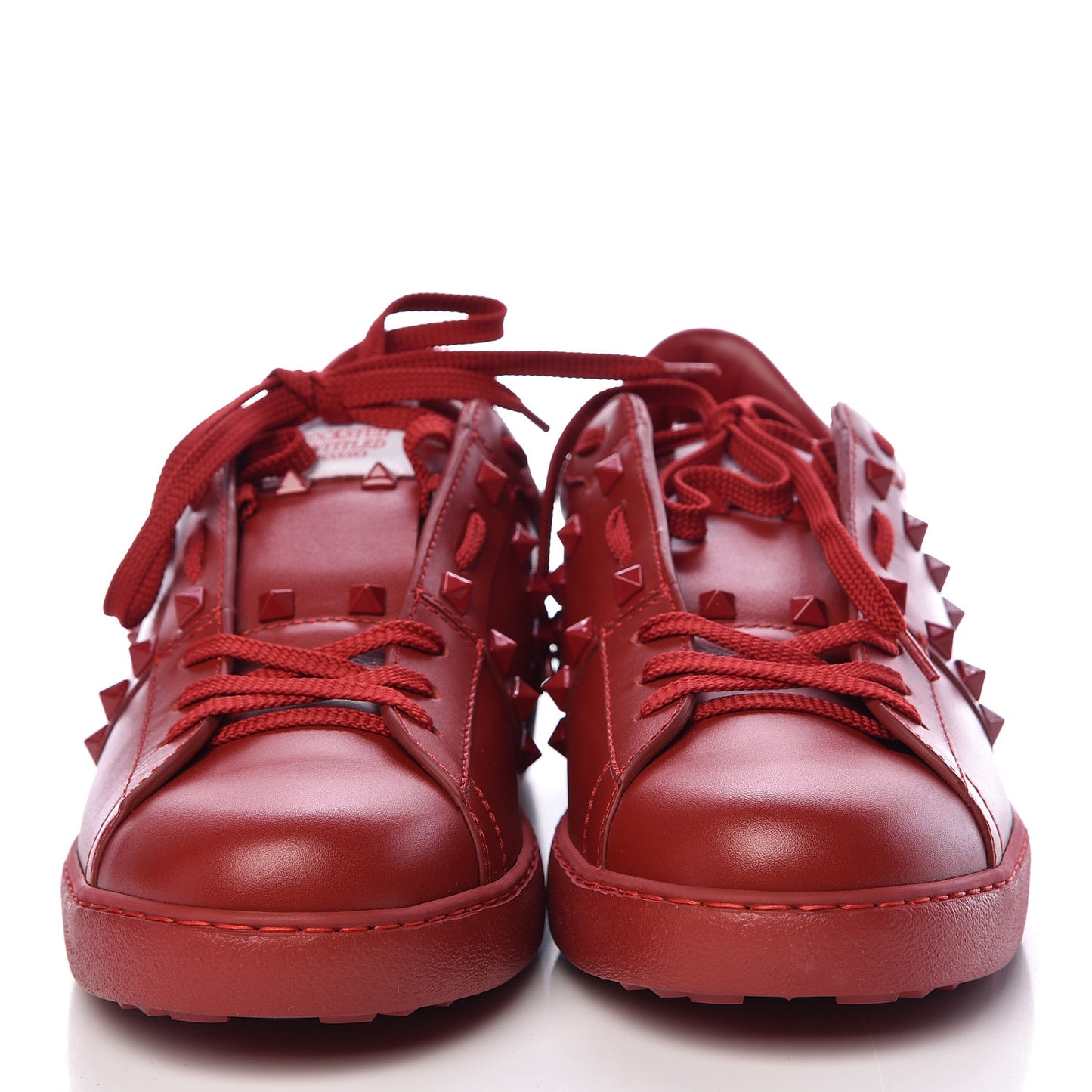 Calfskin Mens Rockstud Untitled Open Sneakers 42 Red