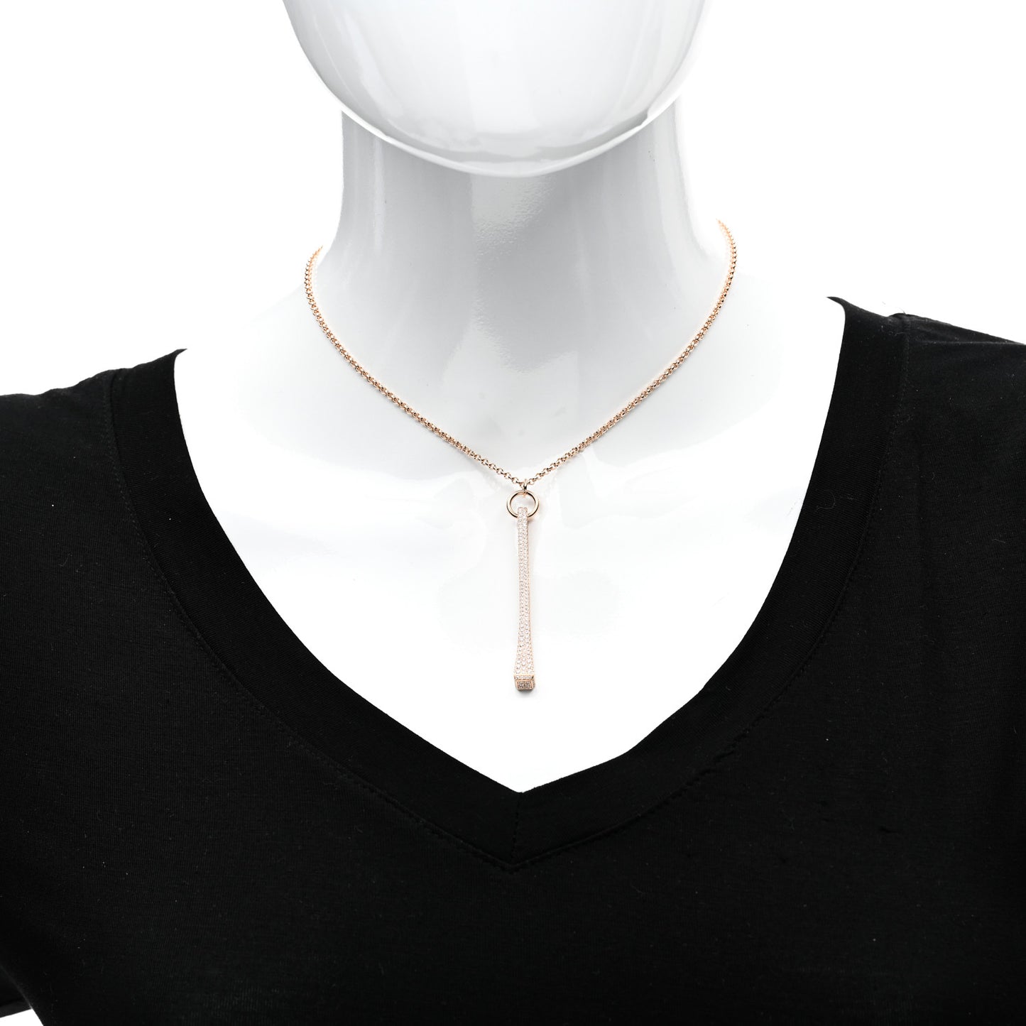 18K Rose Gold Diamond Clou de Forge Pendant Necklace SH