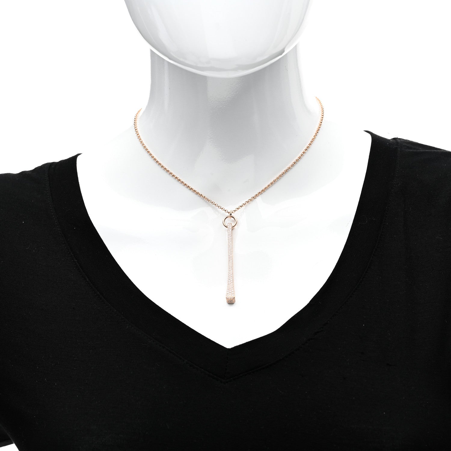 Hermes 18K Rose Gold Diamond Clou de Forge Pendant Necklace SH 2 of 5