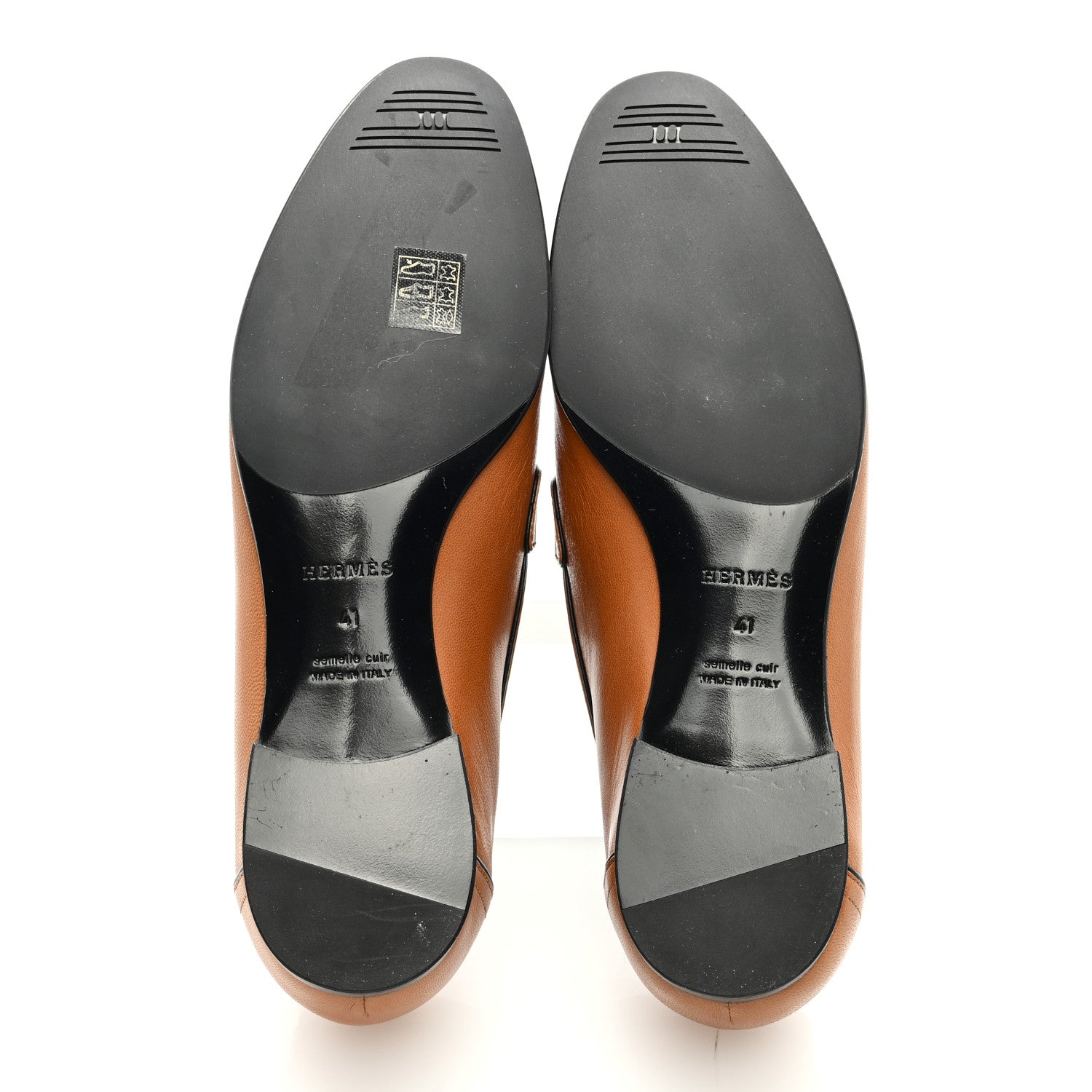 Hermes Goatskin Womens Paris Loafers 41 Naturel Black 5 of 8