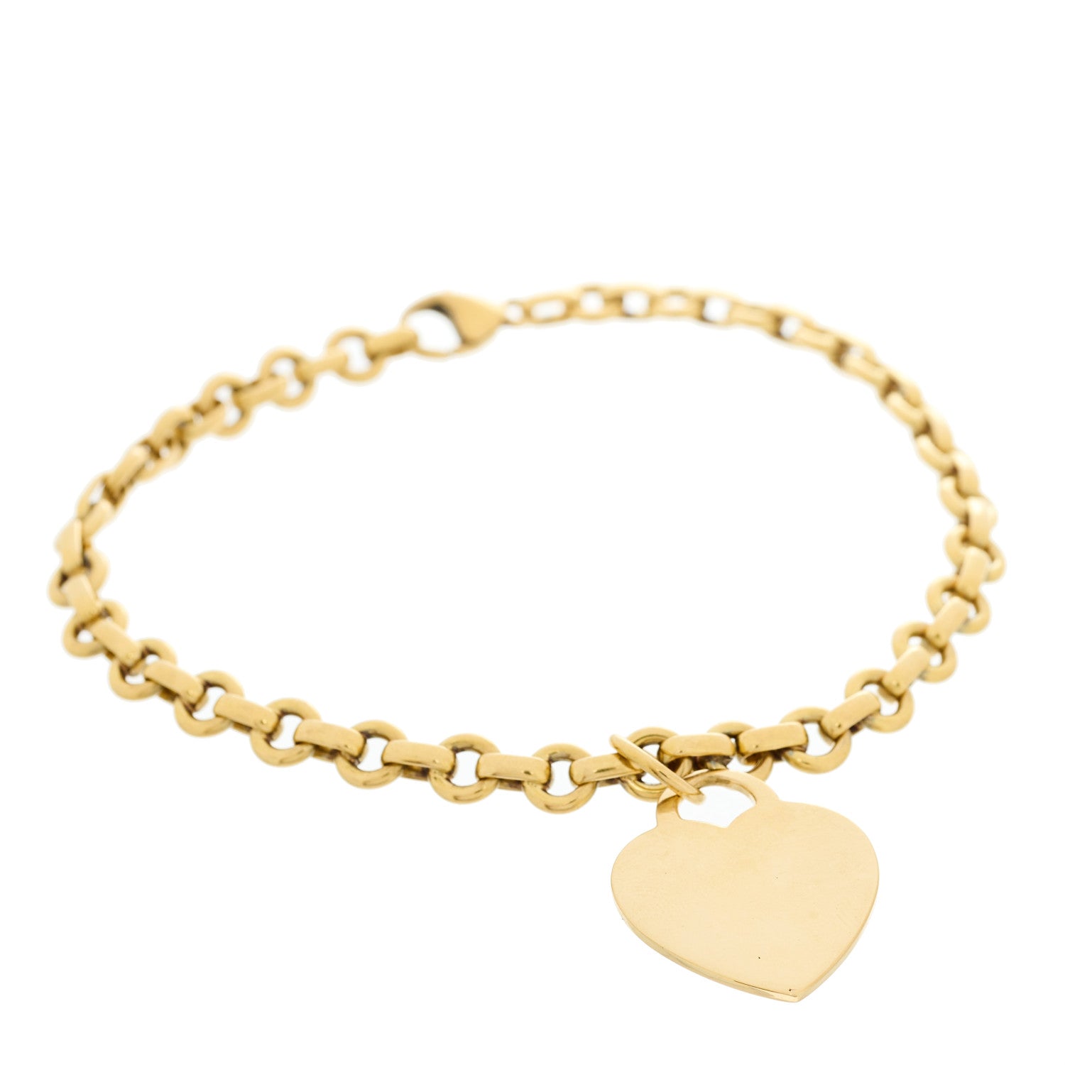 Tiffany 18K Yellow Gold Heart Tag Charm Bracelet 1 of 4