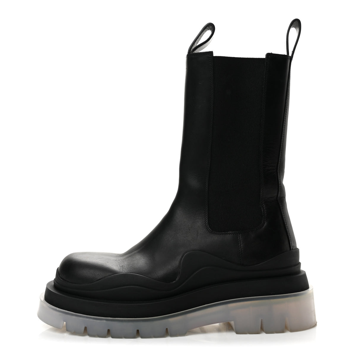 Bottega Veneta Calfskin The Tire Chelsea Boots 36 Black Transparent 1 of 9