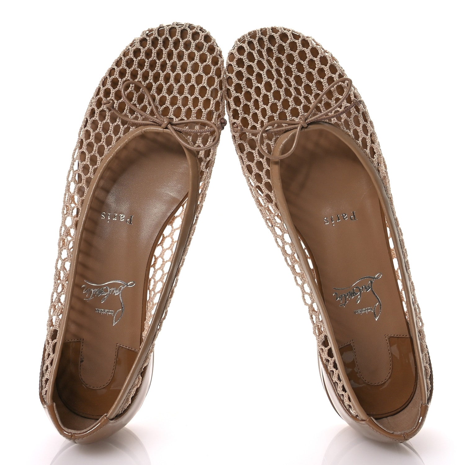 Christian Louboutin Mesh Patent Calfskin Sweetie Jane Flats 37.5 Lionne 2 of 8